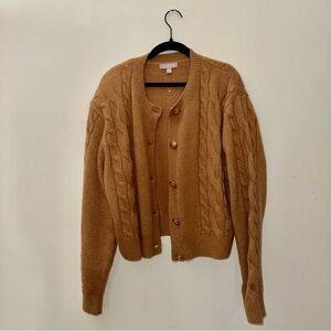 J. Crew Tan Cable Knit Cardigan Sweater